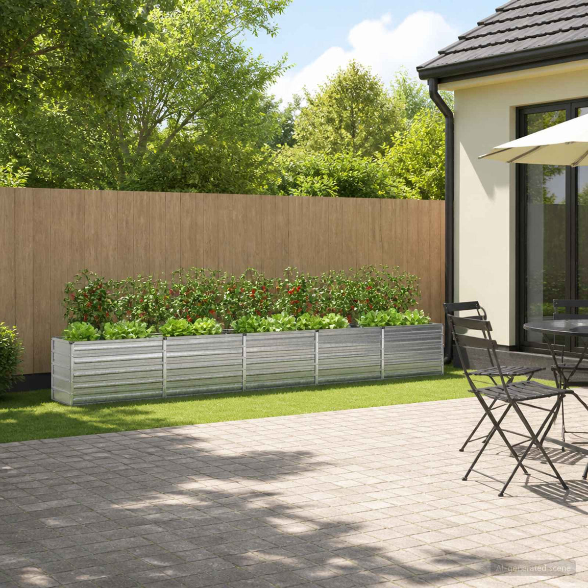 Raised Garden Bed 400 x 40 x 55 cm Galvanised Steel Galvanised Silver