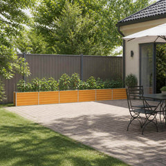 Raised Garden Bed 600 x 40 x 55 cm Galvanised Steel Wood Natural