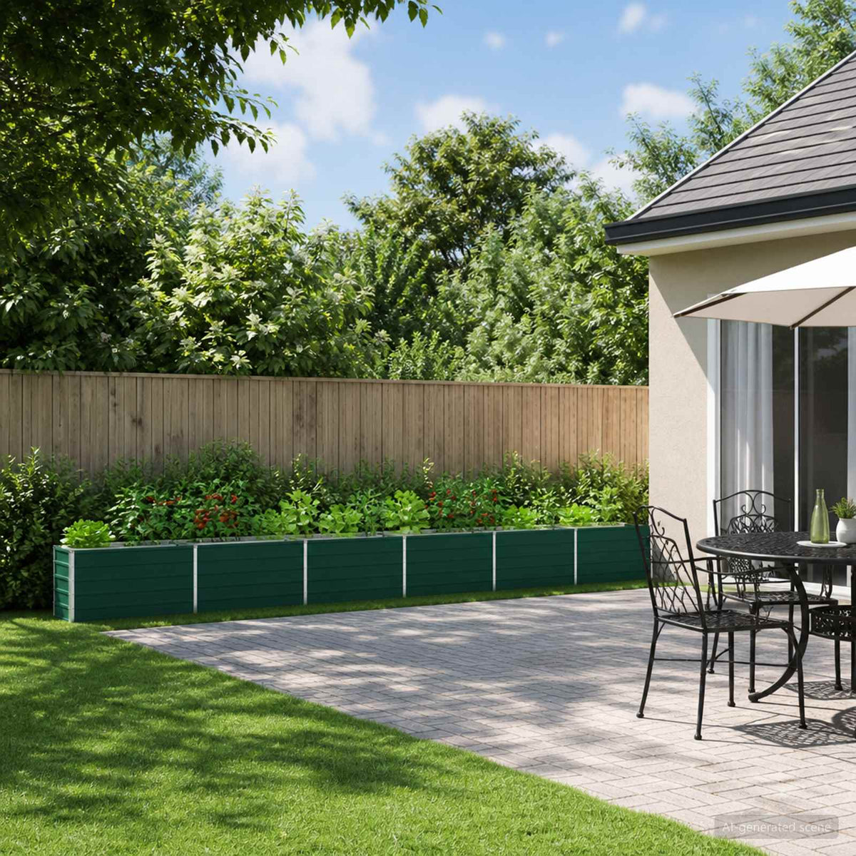 Raised Garden Bed 600 x 40 x 55 cm Galvanised Steel Green