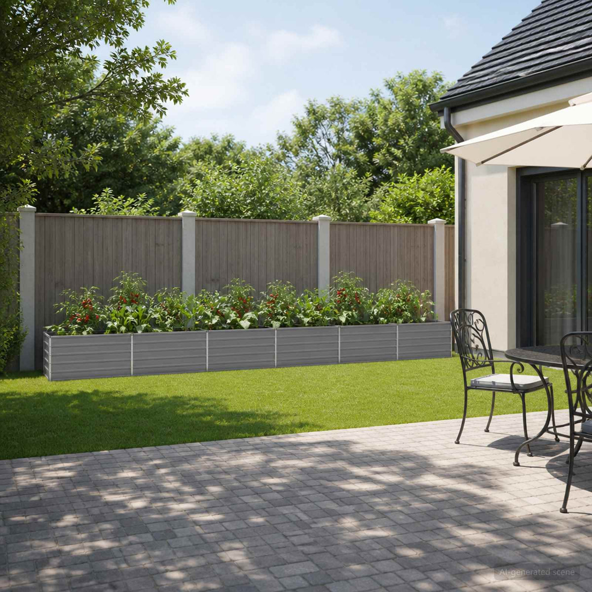 Raised Garden Bed 600 x 40 x 55 cm Galvanised Steel Grey
