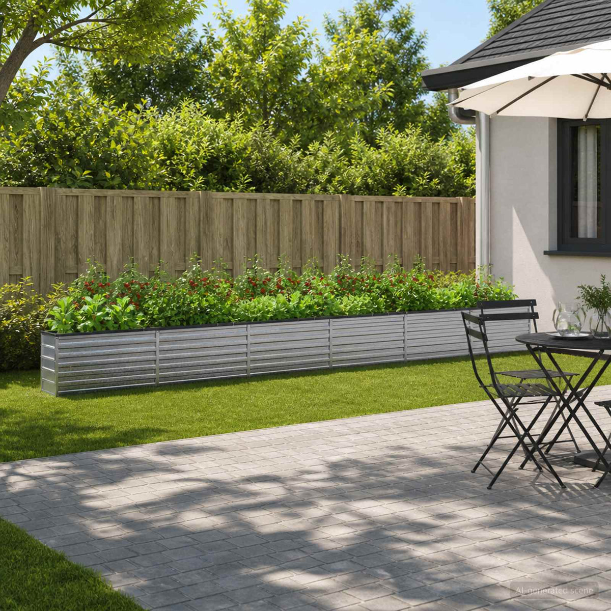 Raised Garden Bed 600 x 40 x 55 cm Galvanised Steel Galvanised Silver