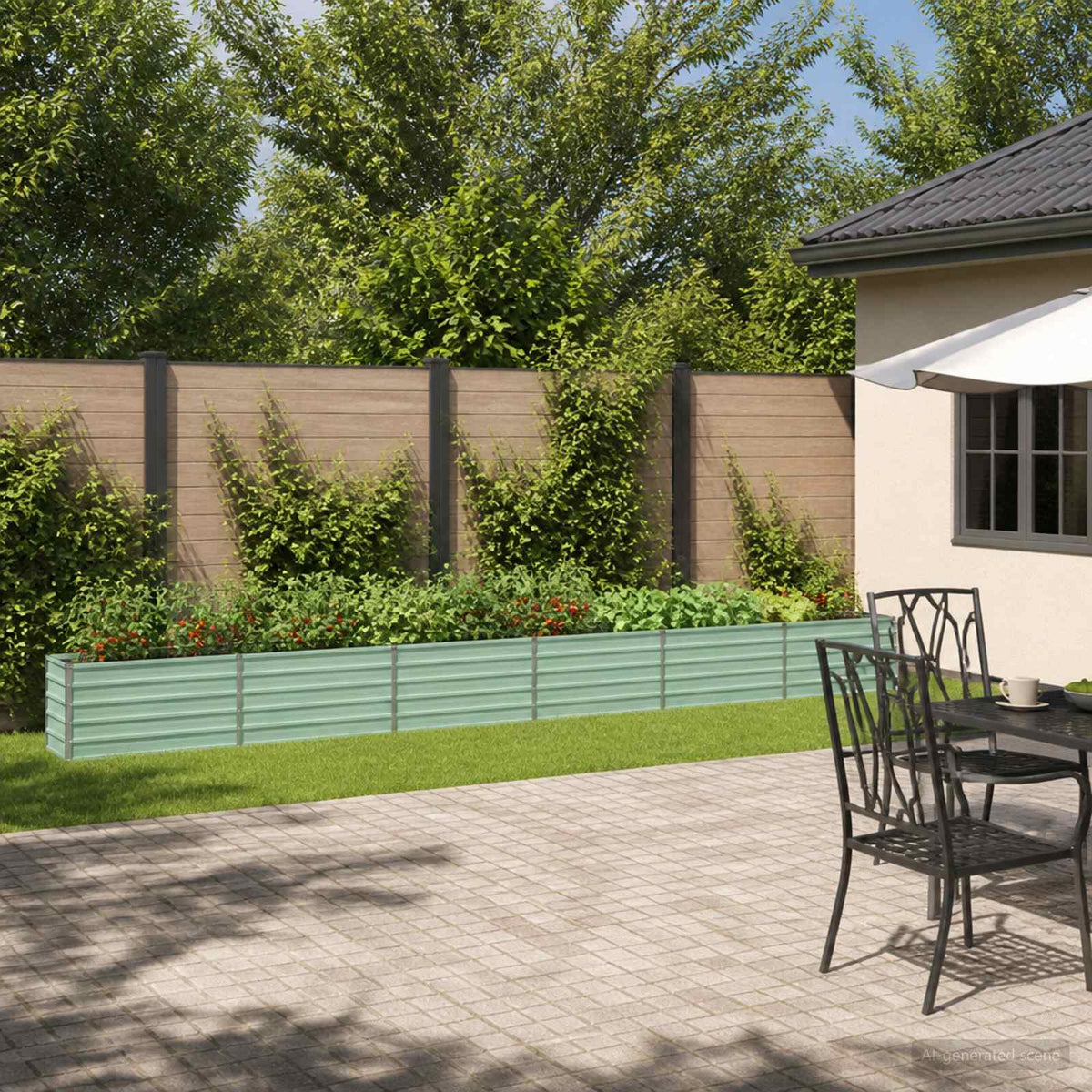 Raised Garden Bed 600 x 40 x 55 cm Galvanised Steel Pastel Green