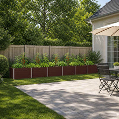 Raised Garden Bed 600 x 80 x 55 cm Galvanised Steel Brown