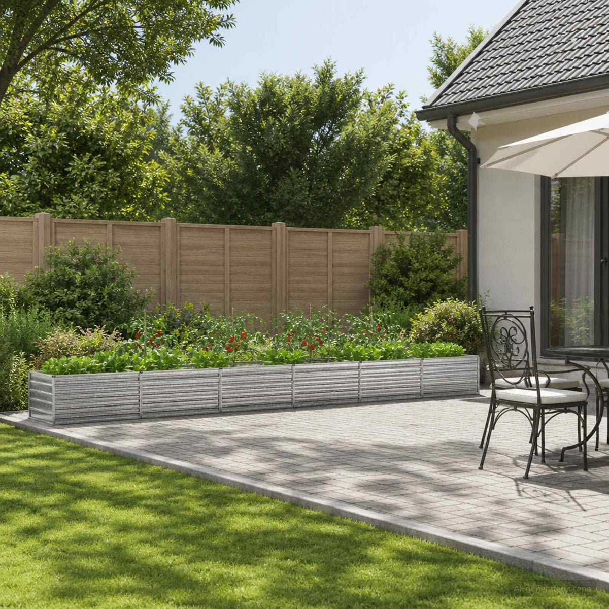 Raised Garden Bed 600 x 80 x 55 cm Galvanised Steel Galvanised Silver