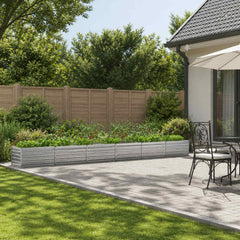 Raised Garden Bed 600 x 80 x 55 cm Galvanised Steel Galvanised Silver