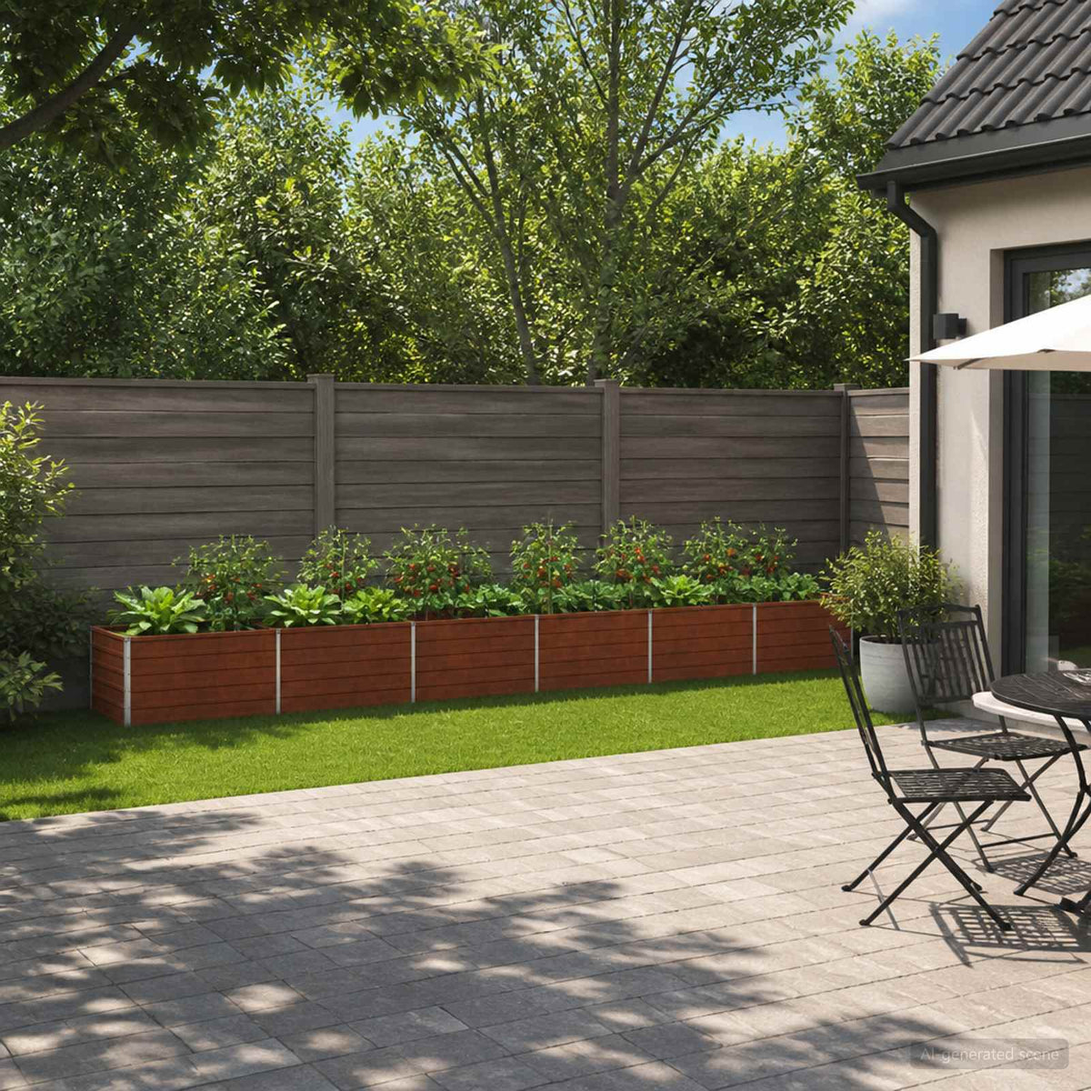 Raised Garden Bed 600 x 80 x 55 cm Galvanised Steel Weathering Steel