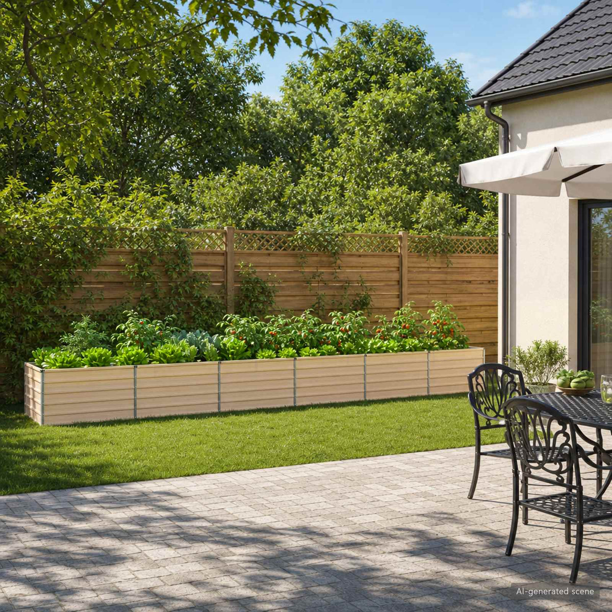 Raised Garden Bed 600 x 80 x 55 cm Galvanised Steel Ivory