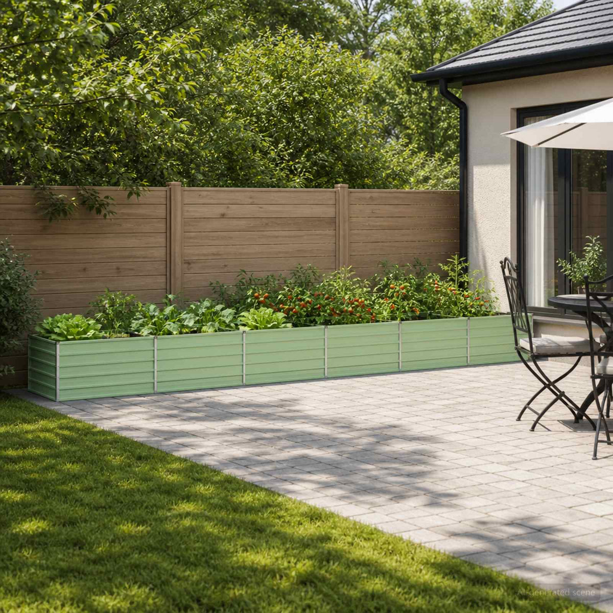 Raised Garden Bed 600 x 80 x 55 cm Galvanised Steel Pastel Green