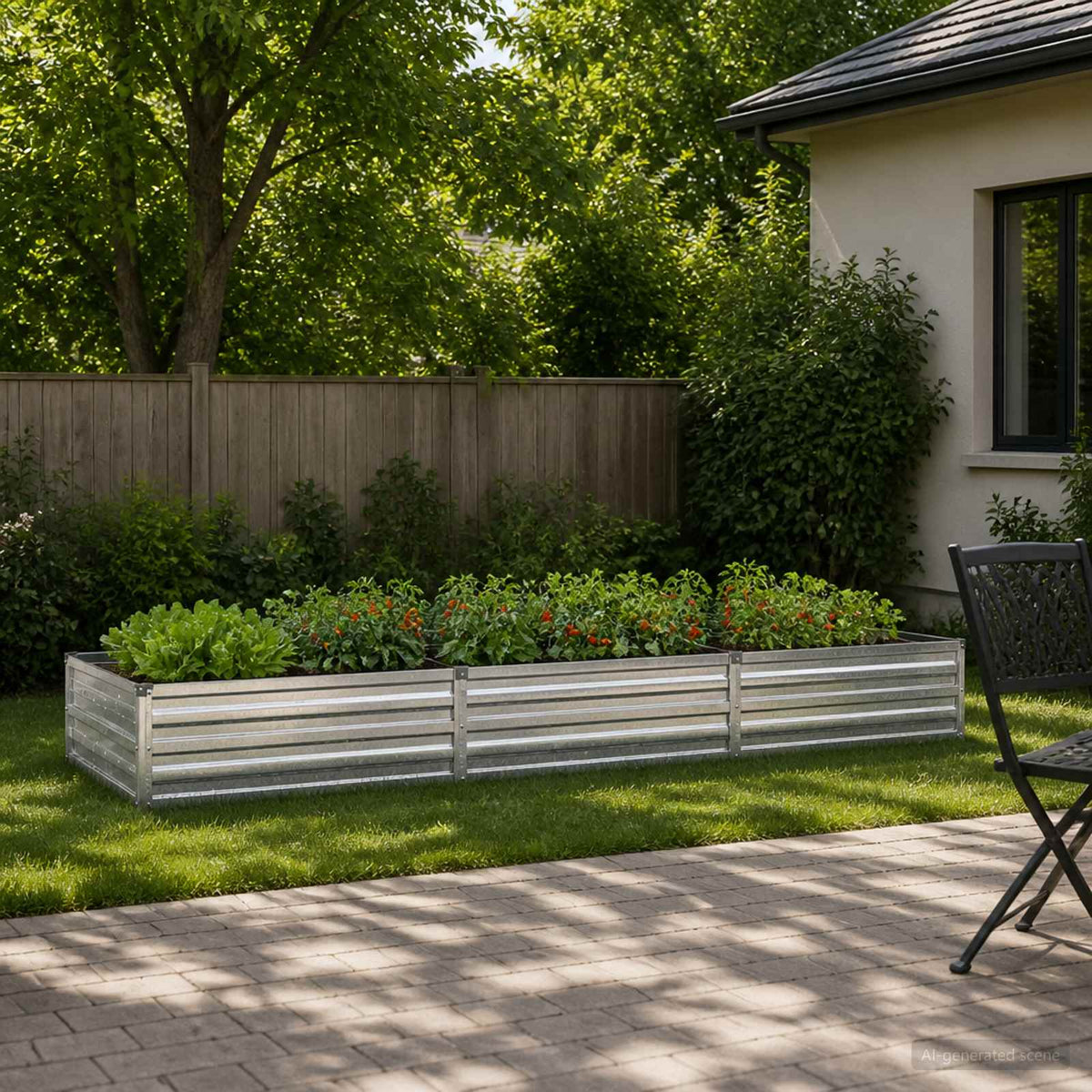 vidaXL Raised Garden Bed Galvanised Silver 240 x 80 x 24 cm 1