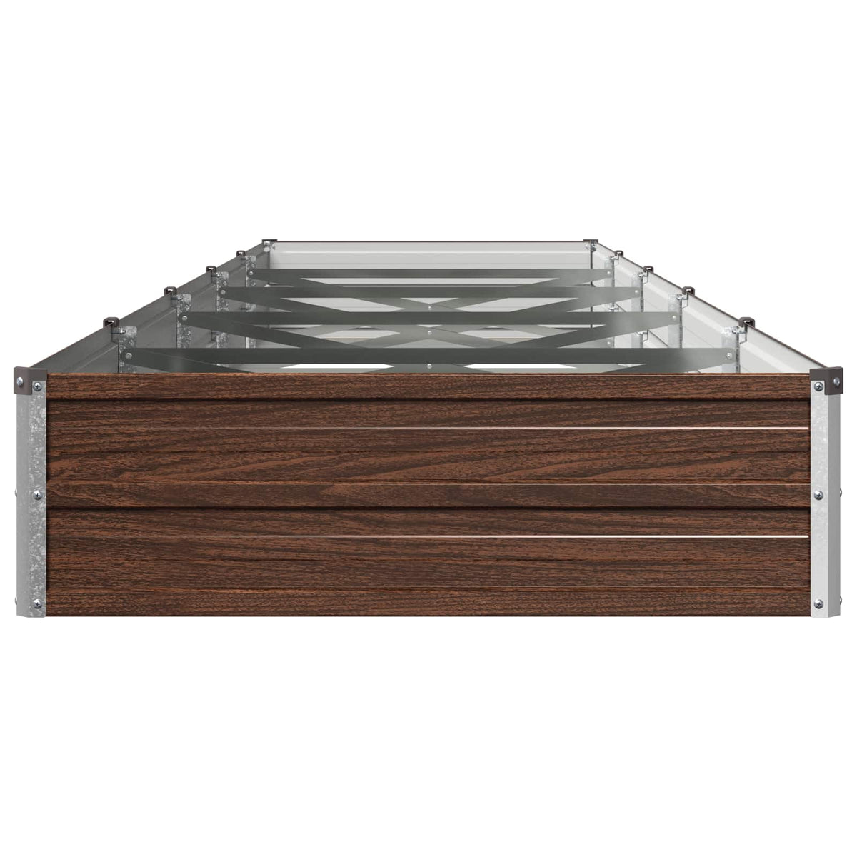 Raised Garden Bed 400 x 80 x 24 cm Galvanised Steel Black Walnut