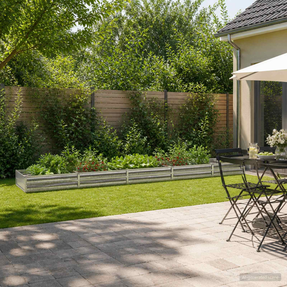 Raised Garden Bed 400 x 80 x 24 cm Galvanised Steel Galvanised Silver