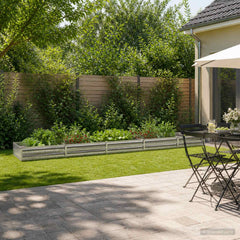 Raised Garden Bed 400 x 80 x 24 cm Galvanised Steel Galvanised Silver