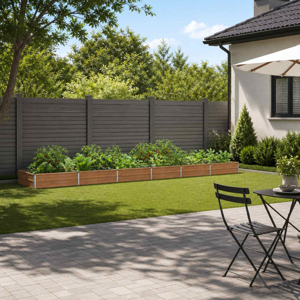 Raised Garden Bed 480 x 80 x 24 cm Galvanised Steel Wood Brown