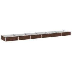 Raised Garden Bed 480 x 80 x 24 cm Galvanised Steel Black Walnut