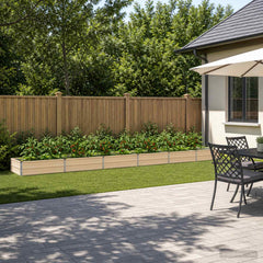 Raised Garden Bed 480 x 80 x 24 cm Galvanised Steel Ivory
