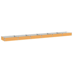 Raised Garden Bed 600 x 80 x 24 cm Galvanised Steel Wood Natural