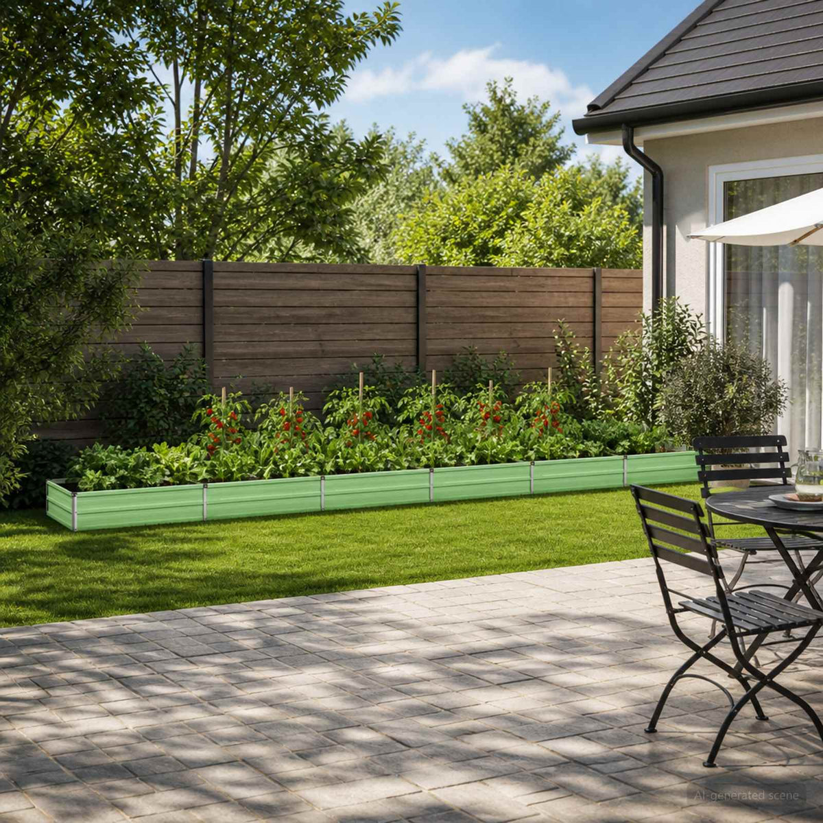 Raised Garden Bed 600 x 80 x 24 cm Galvanised Steel Pastel Green