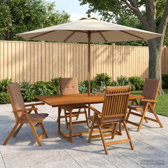 5-Piece Garden Dining Set Natural Solid Acacia Wood 4-Seater Taupe Rectangular