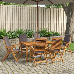 7-Piece Garden Dining Set Natural Solid Acacia Wood with anthracite cushion 6