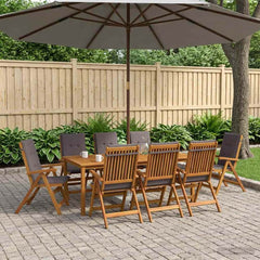 7-Piece Garden Dining Set Natural Solid Acacia Wood with anthracite cushion 8