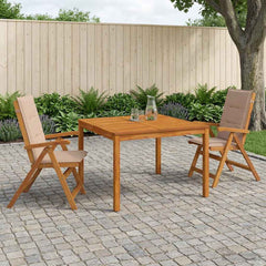 Garden Dining Set Natural Solid Acacia Wood with taupe cushion 2