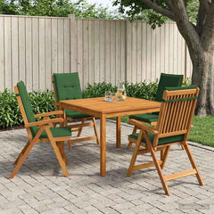 Garden Dining Set Natural Solid Acacia Wood with green cushion 4
