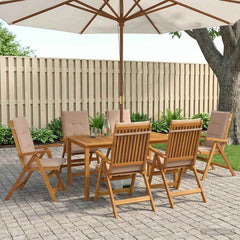 Garden Dining Set 6-Seaters Natural Solid Acacia Wood Beige Table + 6x chair