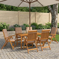 Garden Dining Set 6-Seaters Natural Solid Acacia Wood Taupe Table + 6x chair