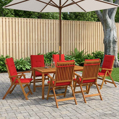 Garden Dining Set 6-Seaters Natural Solid Acacia Wood Red Table + 6x chair