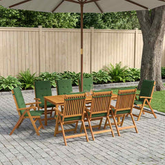 Garden Dining Set 6-Seaters Natural Solid Acacia Wood Green Table + 8x chair