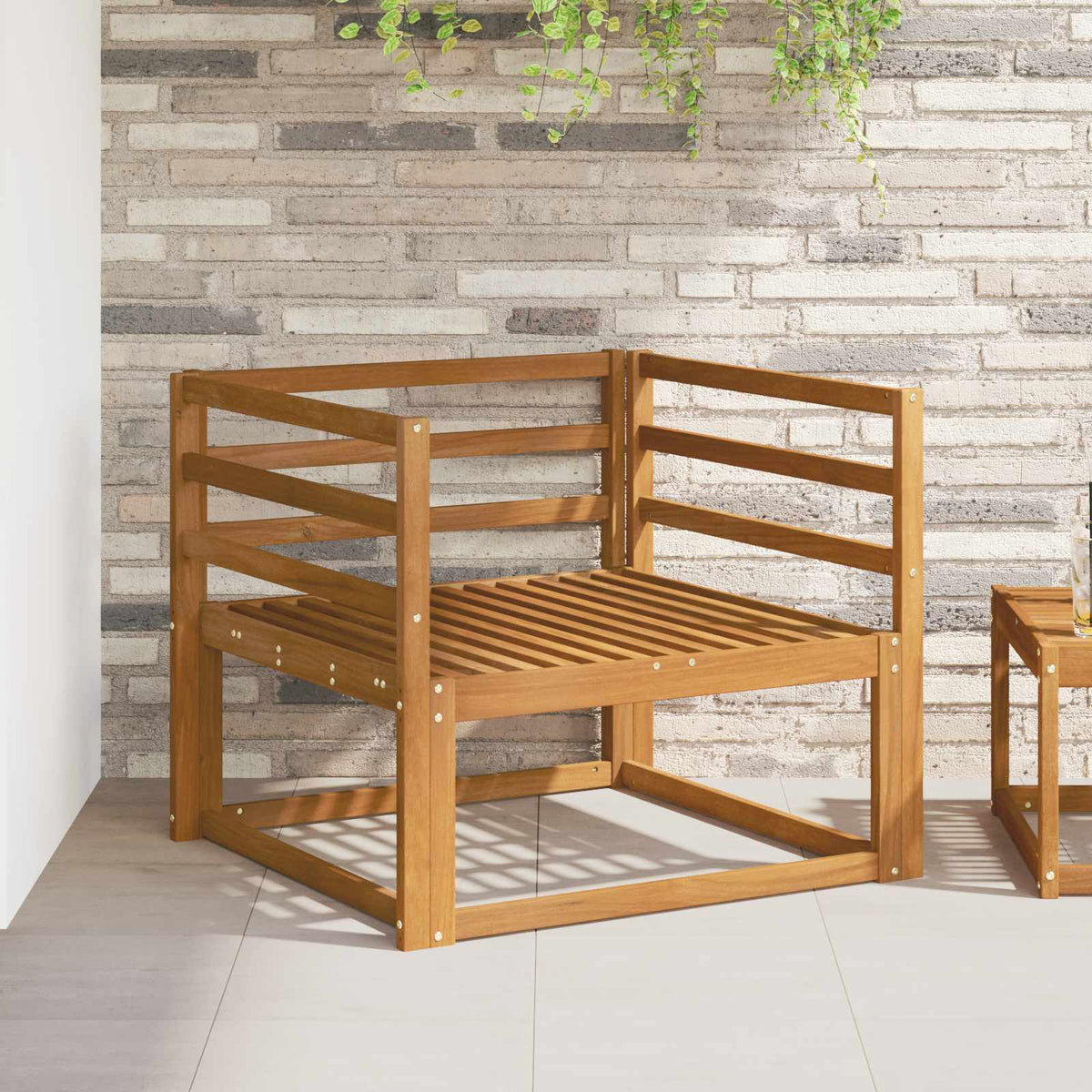 Outdoor Middle Sofa Solid Acacia Wood Natural Horizontal slats