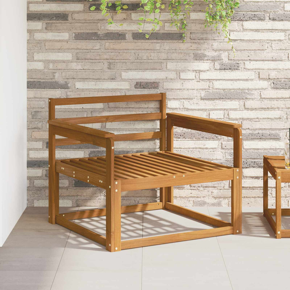 Outdoor Middle Sofa Solid Acacia Wood Natural Open frame