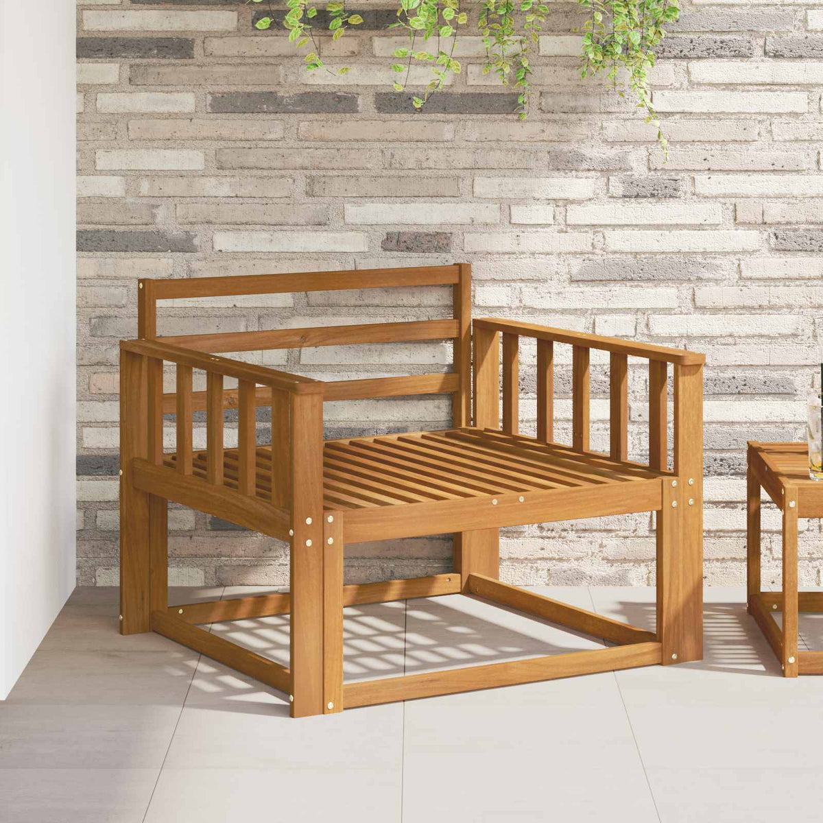 Outdoor Middle Sofa Solid Acacia Wood Natural Vertical slats