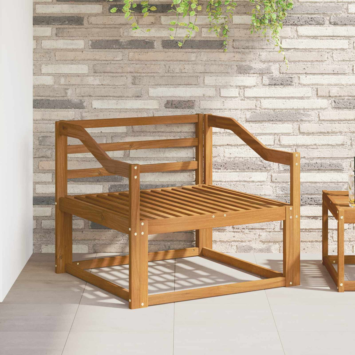 Outdoor Middle Sofa Solid Acacia Wood Natural Sloped