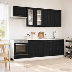 Kitchen Unit KALMAR 8 pcs Engineered Wood Black 80 cm