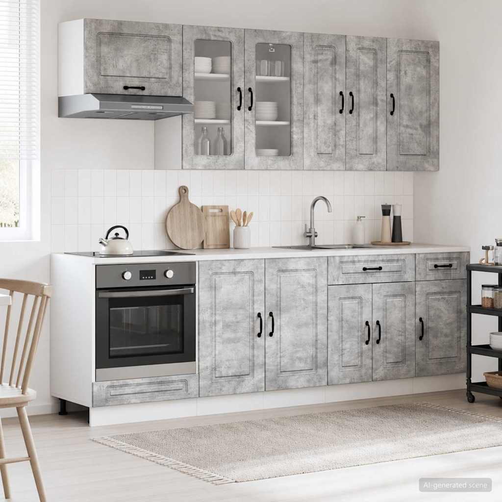 Kitchen Unit KALMAR 8 pcs Engineered Wood Concrete grey 80 cm