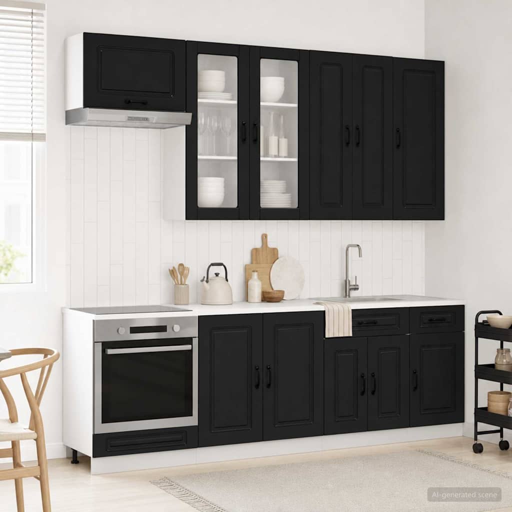 Kitchen Unit KALMAR 8 pcs Engineered Wood Black 100 cm