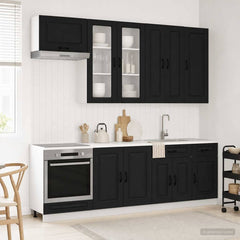 Kitchen Unit KALMAR 8 pcs Engineered Wood Black 100 cm