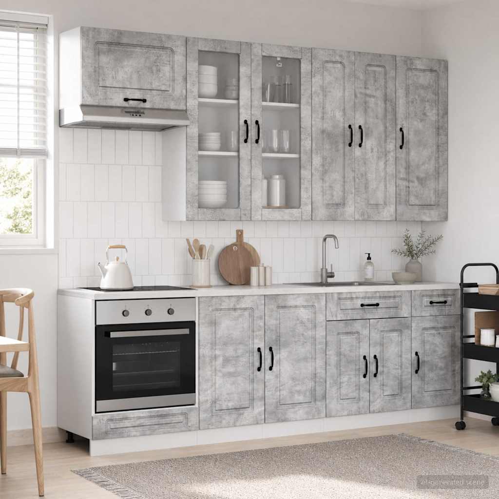 Kitchen Unit KALMAR 8 pcs Engineered Wood Concrete grey 100 cm