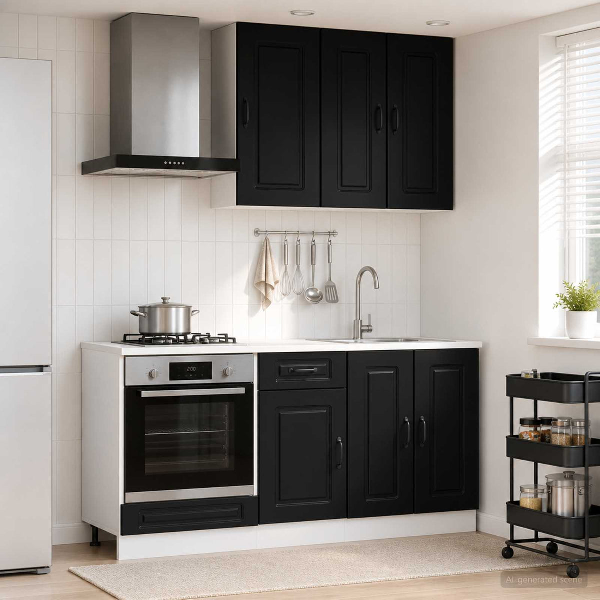 Kitchen Unit KALMAR 5 pcs Engineered Wood Black 80 cm