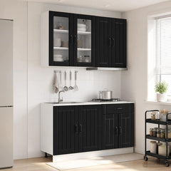Kitchen Unit LUCCA 4 pcs Engineered Wood Black 80 cm
