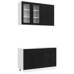 Kitchen Unit LUCCA 4 pcs Engineered Wood Black 80 cm