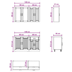 Kitchen Unit LUCCA 4 pcs Engineered Wood Black 80 cm