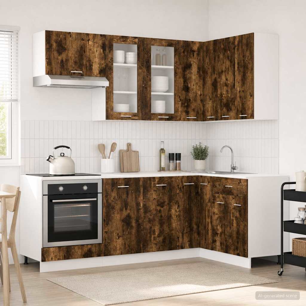 Kitchen Unit LYON 8 pcs Engineered Wood Smoked oak 80 cm