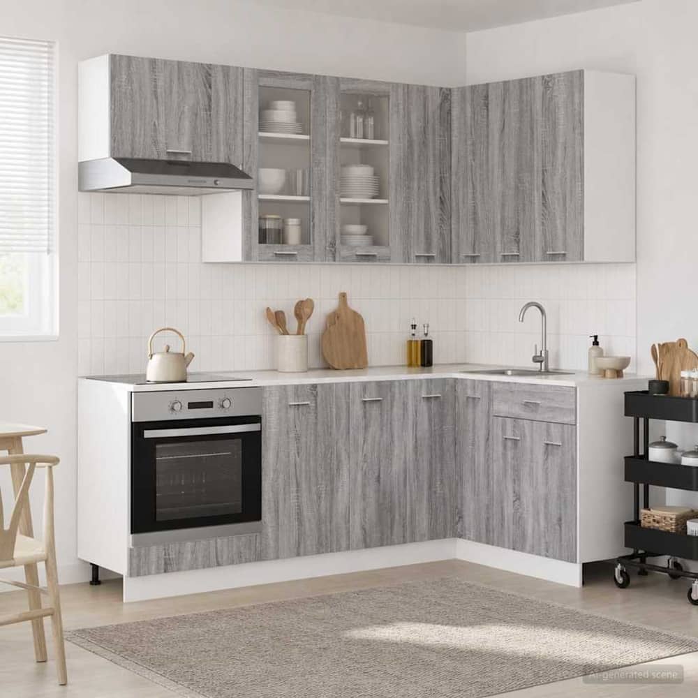 Kitchen Unit LYON 8 pcs Engineered Wood Grey sonoma 80 cm