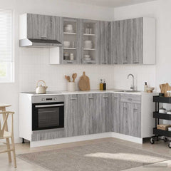 Kitchen Unit LYON 8 pcs Engineered Wood Grey sonoma 80 cm