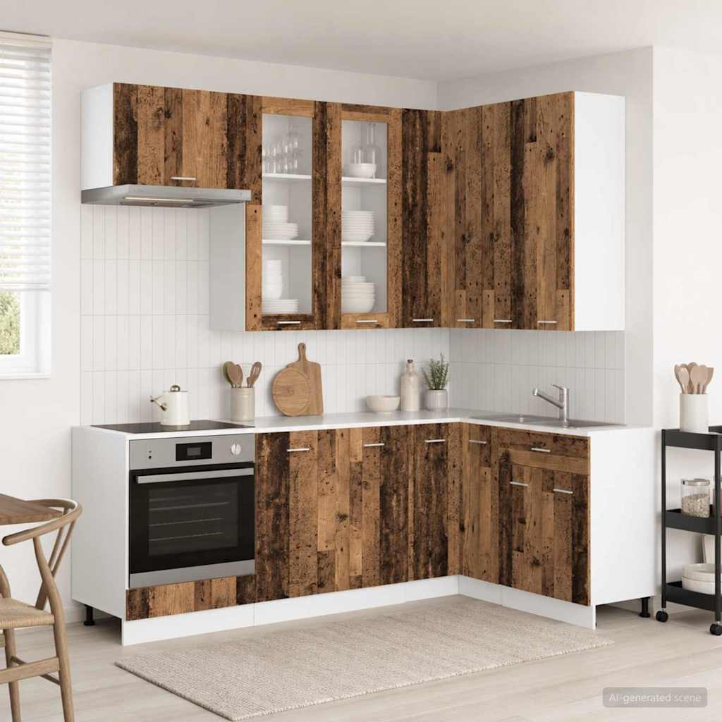 Kitchen Unit LYON 8 pcs Engineered Wood Old wood 100 cm