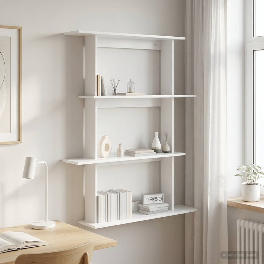 vidaXL Wall Shelf White 100 x 20 x 126 cm Engineered Wood 1