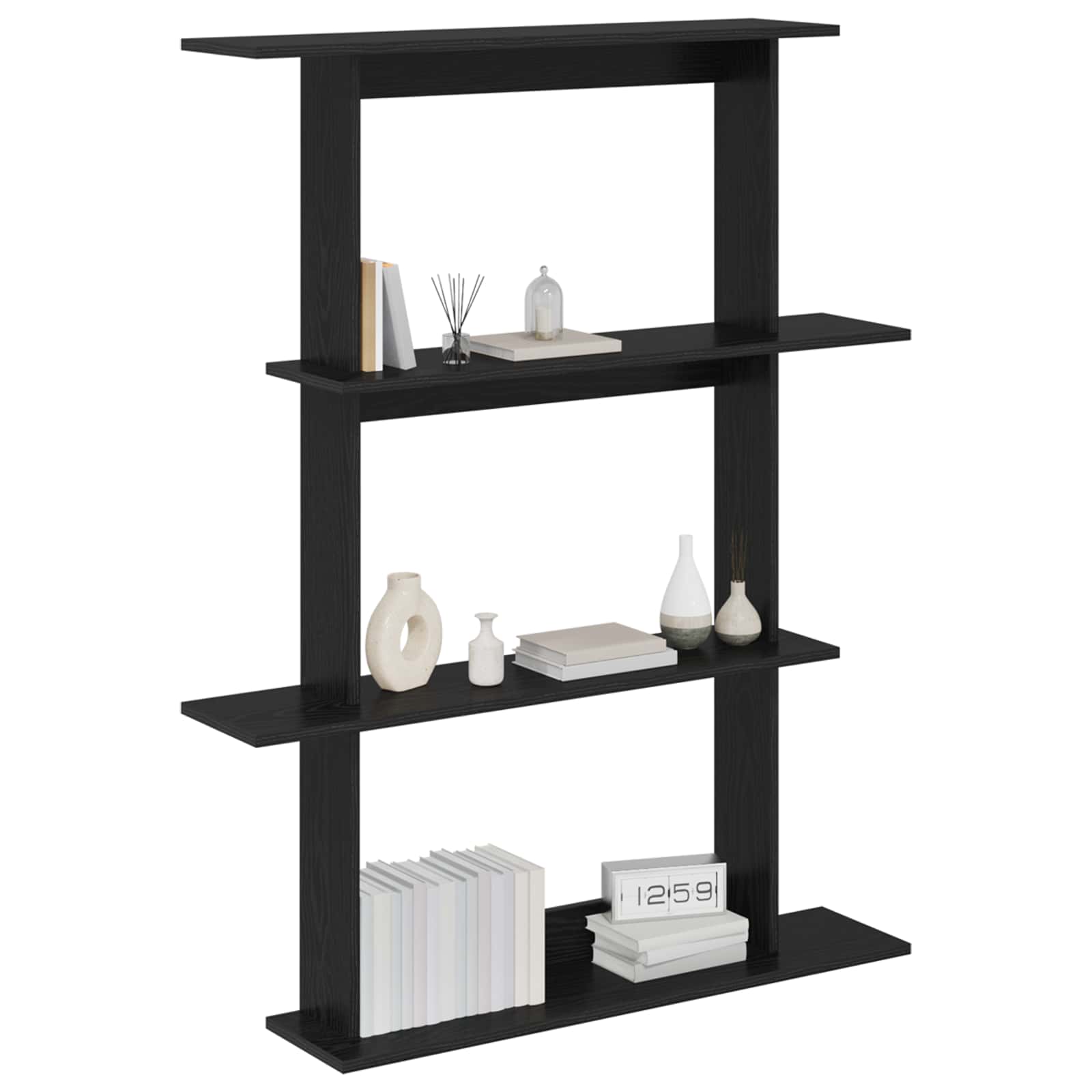vidaXL Wall Shelf Black Oak 100 x 20 x 126 cm Engineered Wood 3