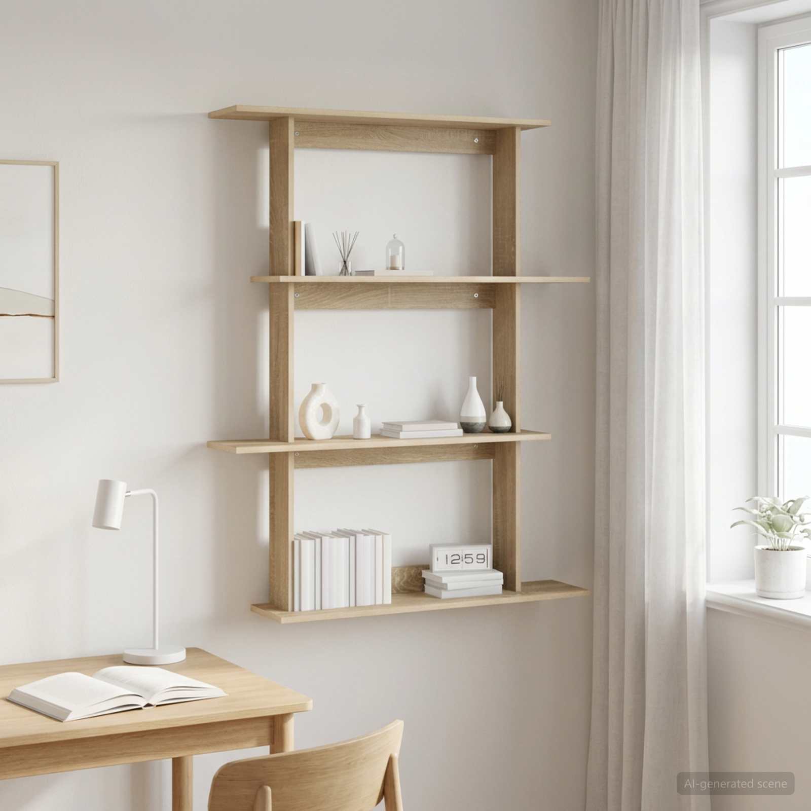 vidaXL Wall Shelf Sonoma Oak 100 x 20 x 126 cm Engineered Wood 1
